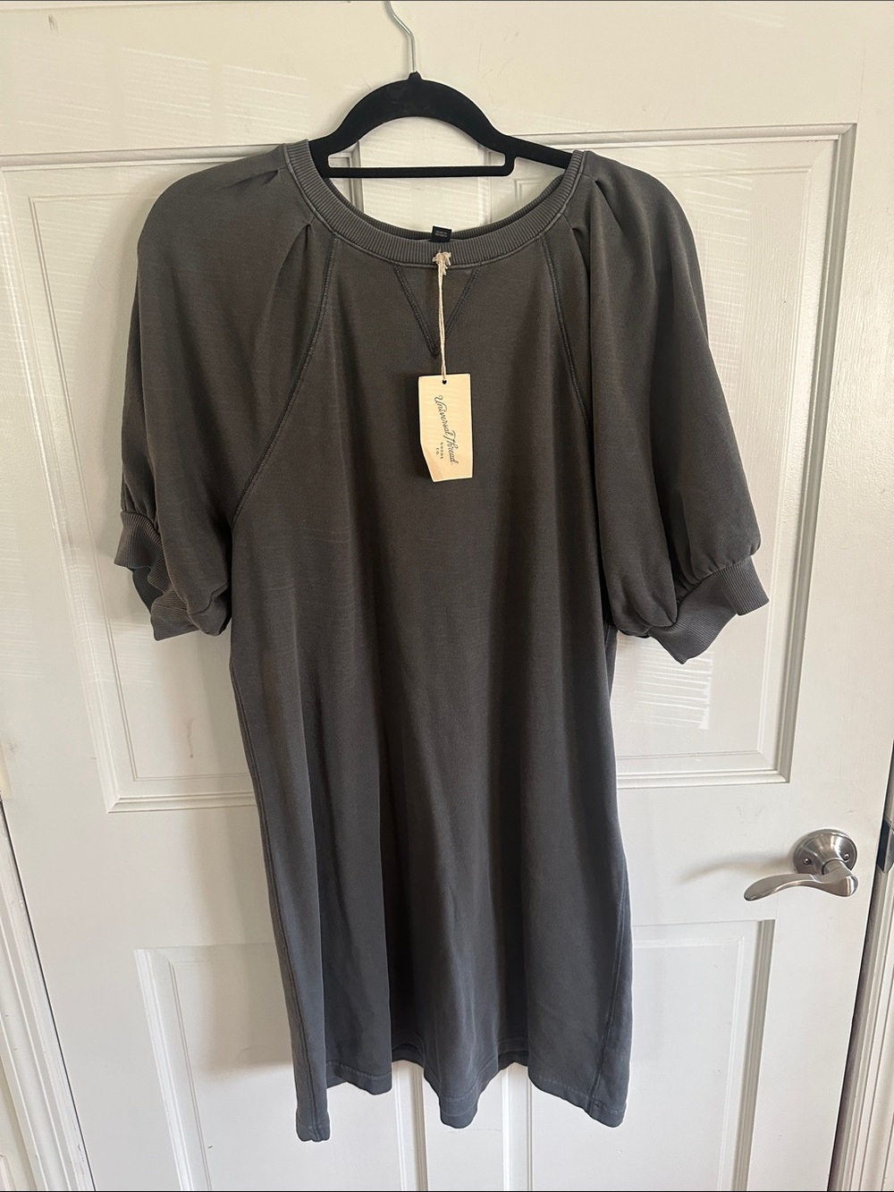 Universal Thread Gray Puff-Sleeve Tunic jersey Dress medium new